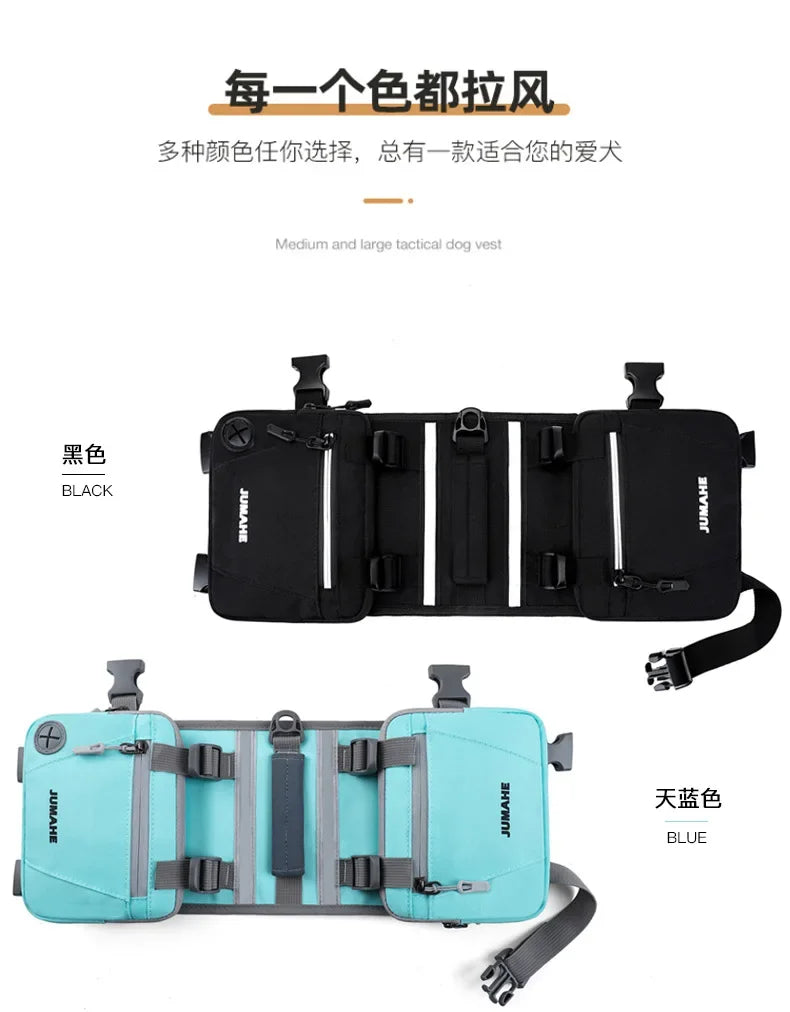 Pet Supplies Outdoor Dog Backpack Oxford Fabric Double Snack Bag Medium Large Dog Tactical Bag Waterproof Reflective Saddle Bag