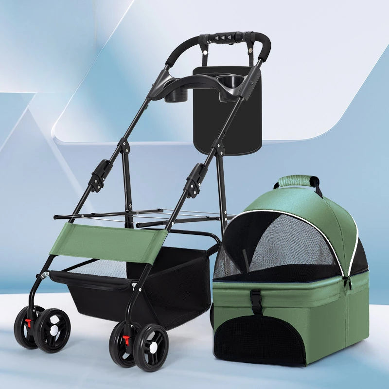 Portable Outdoor Pet Stroller Foldable and Separable Travel Pet Stroller Large Basket Pet Bag Cat and Dog Supplies
