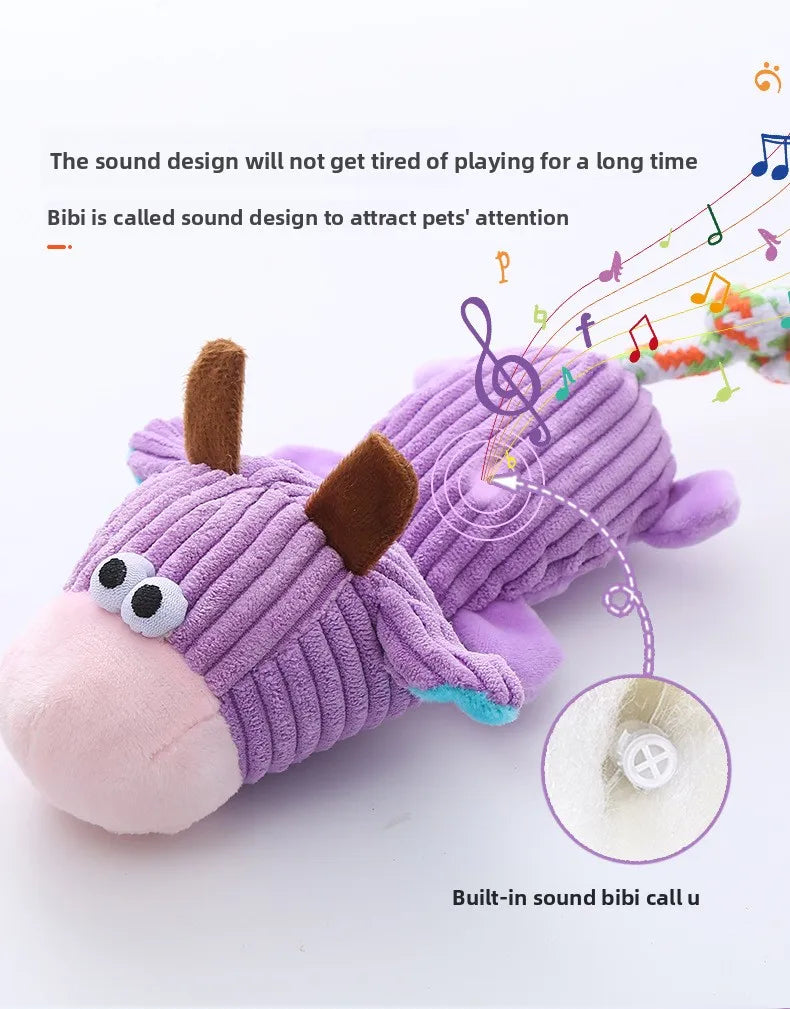 Plush Squeaky Dog Toys with Knotted Tails Soft Animal Chew Toys for Puppies Teething Safe Fun Interactive Play Pet Molar Toy
