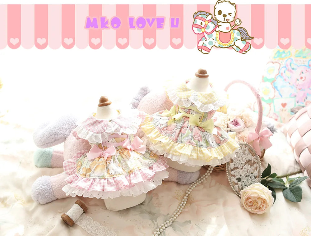 Pet Dresses for Small Dogs Female Dog Luxury Princess Dog Clothes with Bow Lace Ruffles Pink Cute Puppy Skirt for Yorkie Maltese