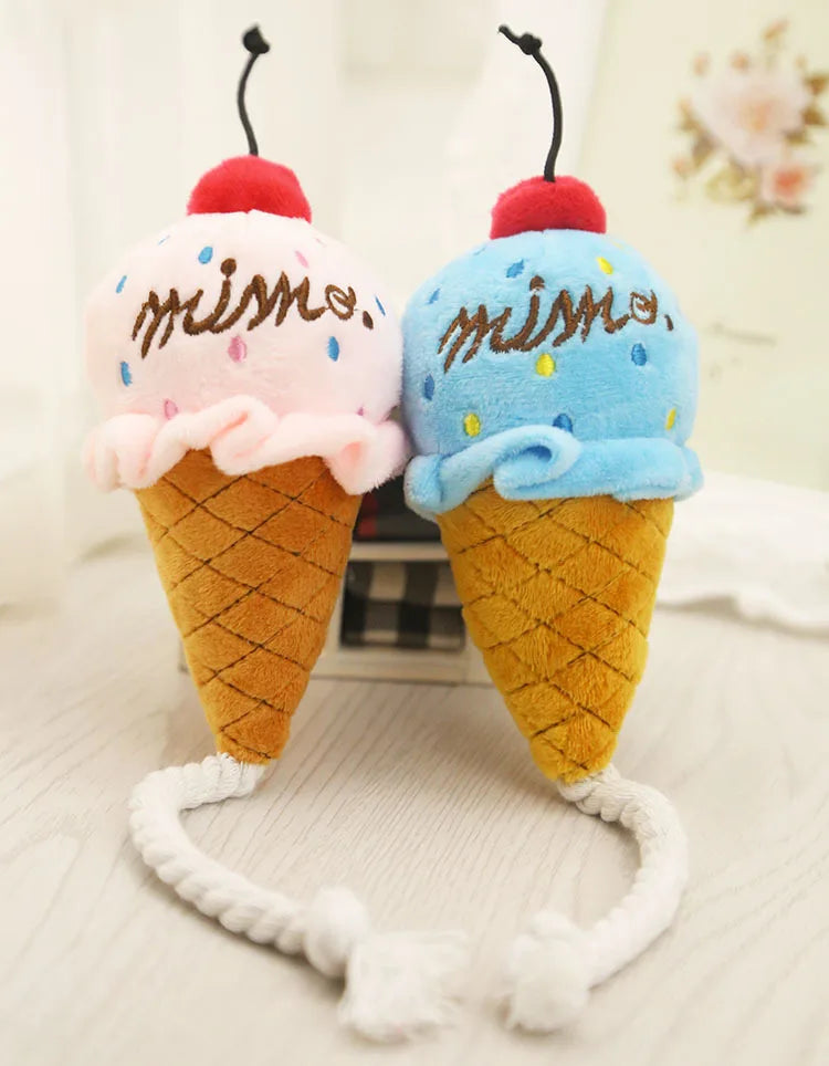Pet Toys Fruit Animals Ice Cream Sound Toy Cartoon Dog Toys Stuffed Squeaking Pet Cute Plush Puzzle for Dog Cat Chew Squeaky Toy