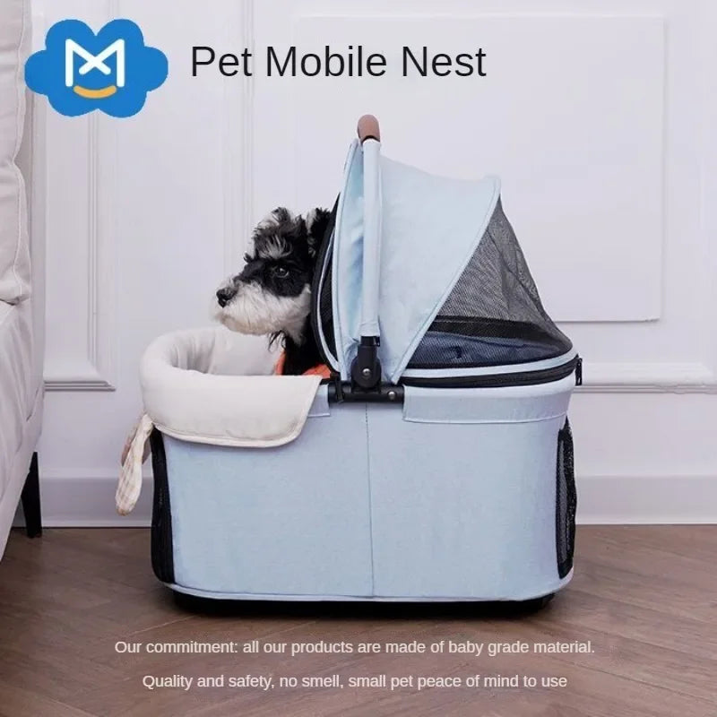 Detachable Lightweight Pet Stroller Car Carry Basket Small and Medium-sized Pet Stroller Foldable Ultra-light Portable Pet Cart