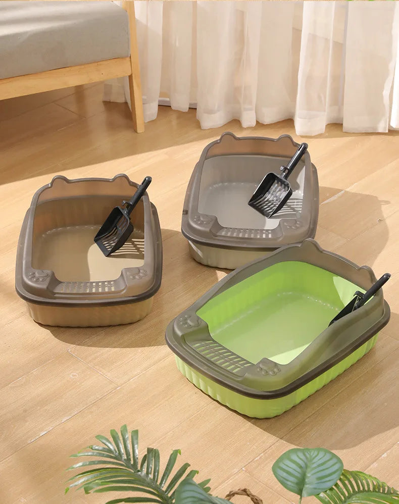 Large-Sized Half-Enclosed Open Anti-Splash Cat Litter Box Adult Cat Toilet Small-Kitten Litter Box Odor Removal for Cats
