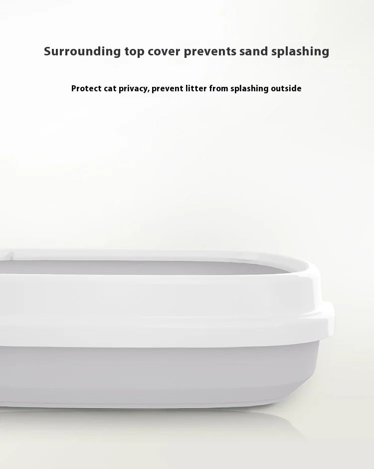 Oval Kitten Litter Box with High Walls - Thickened PP Semi-Enclosed Design Anti-Scatter Tray for Baby Cats Easy Clean